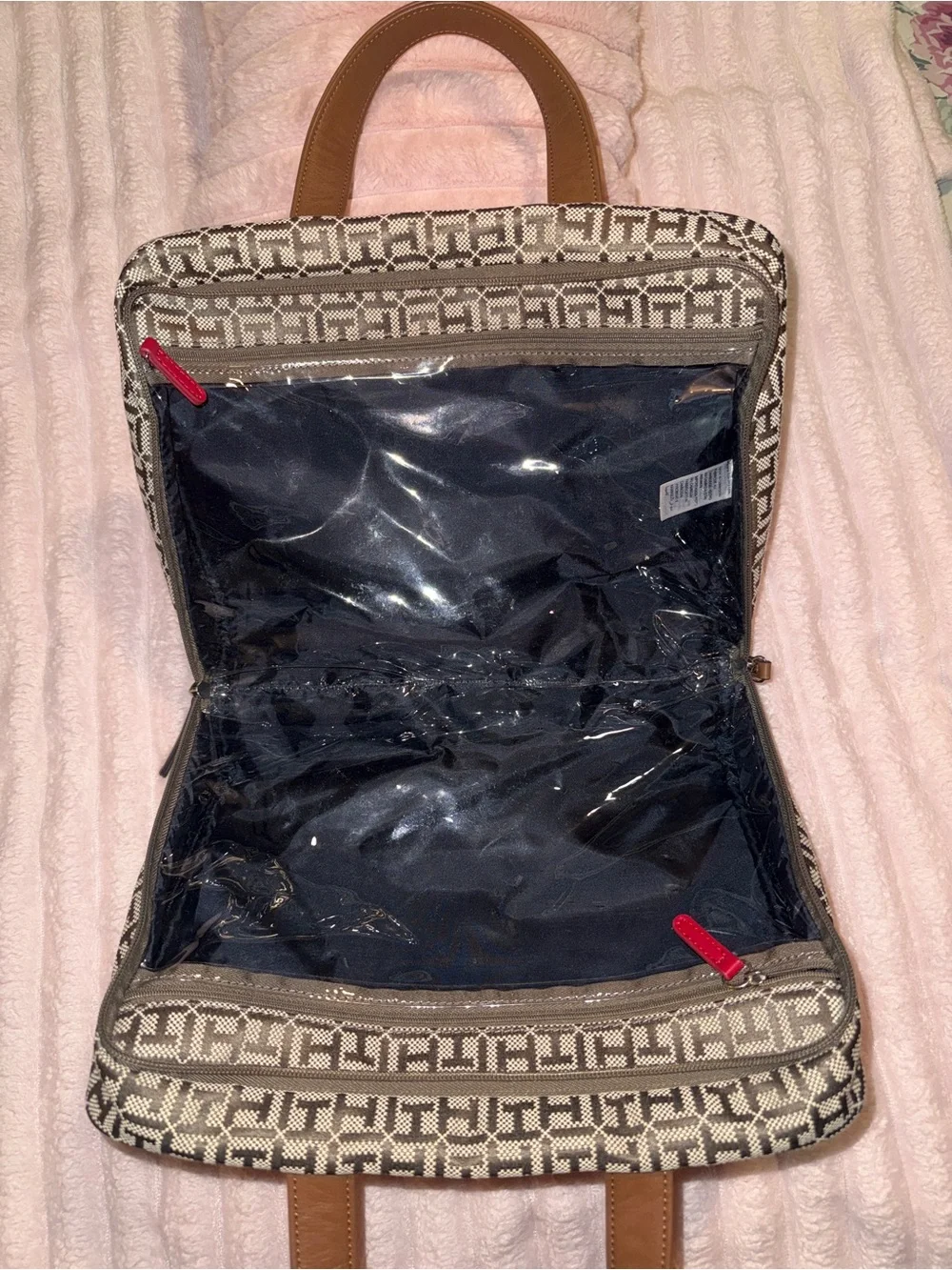 Tommy Hilfiger Monogram Jacquard Toiletry Cosmetic Travel Bag NWOT
